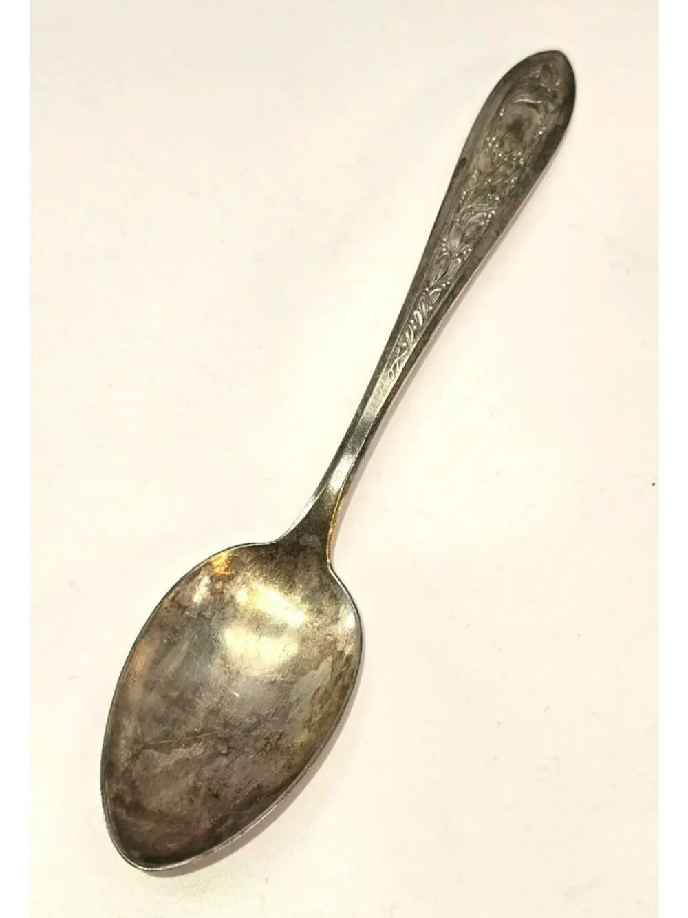 Antique Alvin Silverplate Teaspoon Floral Monogrammed B Patented CM2276